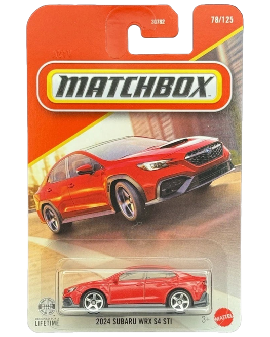 More Than Diecast 2024 Subaru WRX S4 STI red 1:64 scale die-cast car in original Matchbox blister card packaging