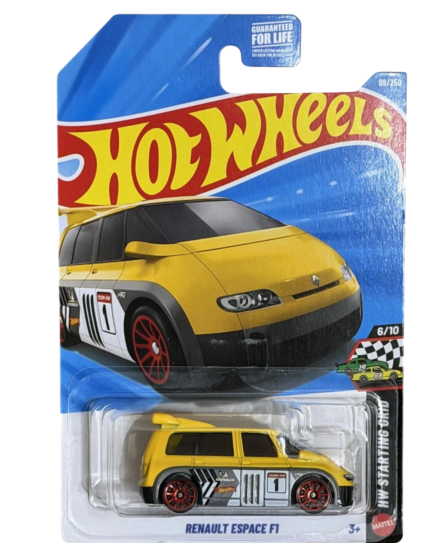 More Than Diecast Hot Wheels Renault Espace F1 yellow die-cast car in original blister packaging