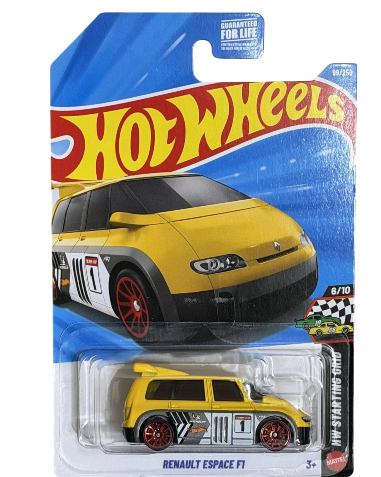 More Than Diecast Hot Wheels Renault Espace F1 yellow die-cast car in original blister packaging