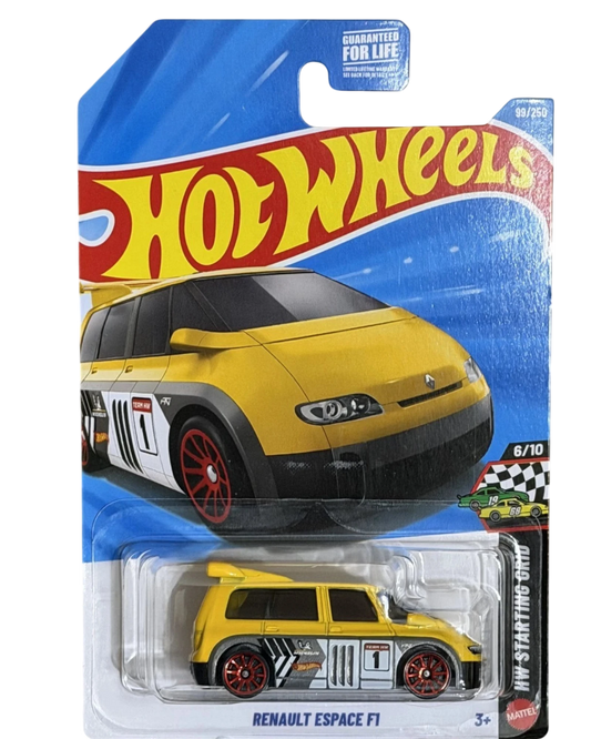 More Than Diecast Hot Wheels Renault Espace F1 yellow die-cast car in original blister packaging
