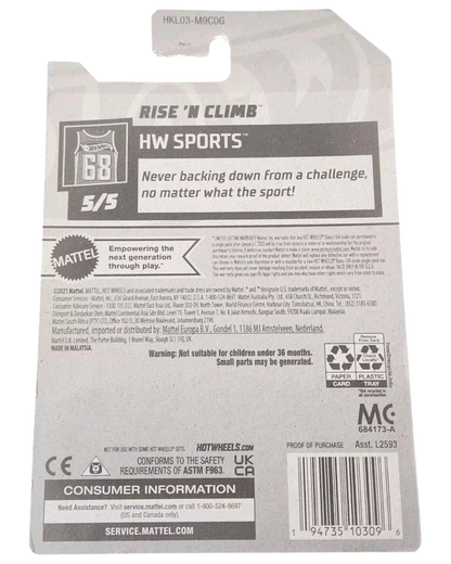 More Than Diecast Hot Wheels Rise N' Climb Treasure Hunt card back with product details and safety information