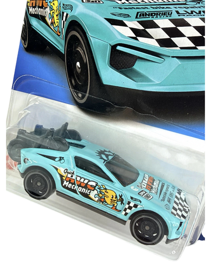 More Than Diecast light blue Hot Wheels Rise 'N Climb Treasure Hunt diecast car with racing graphics in blister pack