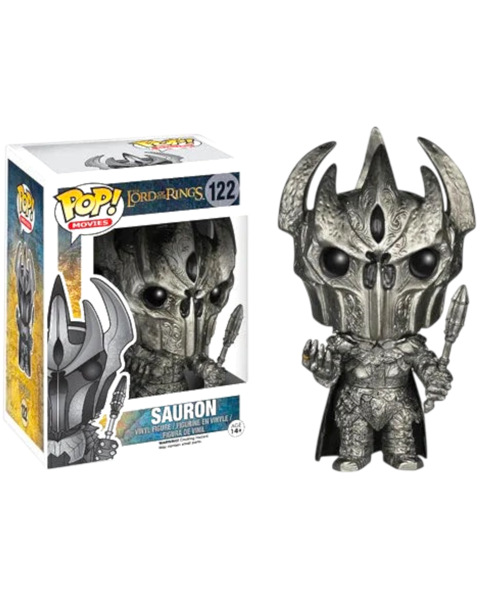 More Than Diecast Funko Pop Lord of the Rings Sauron vinyl figure in silver armor with window display box packaging