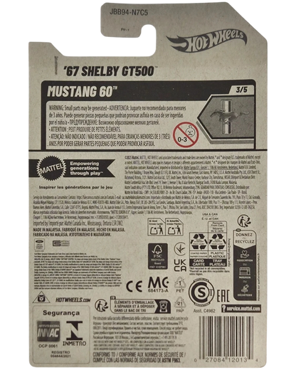 More Than Diecast Hot Wheels 67 Shelby GT500 Mustang 60 series carded packaging back view