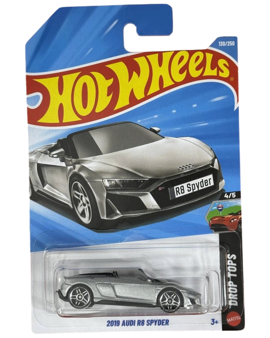 More Than Diecast Hot Wheels 2019 Audi R8 Spyder silver convertible die-cast car in original blister packaging
