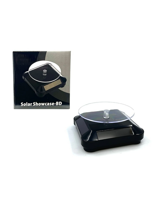 More Than Diecast solar powered 3.5" black turntable display stand for 1:64 scale models. Features 360 rotation.