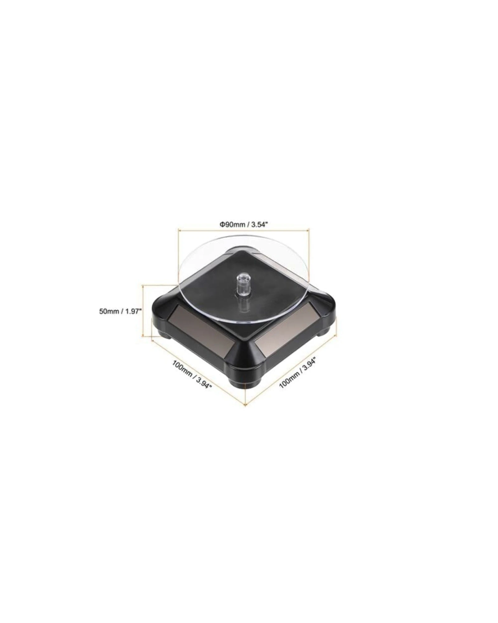 More Than Diecast solar powered 3.5" turntable display stand with black base, 360 rotation for 1:64 scale models.