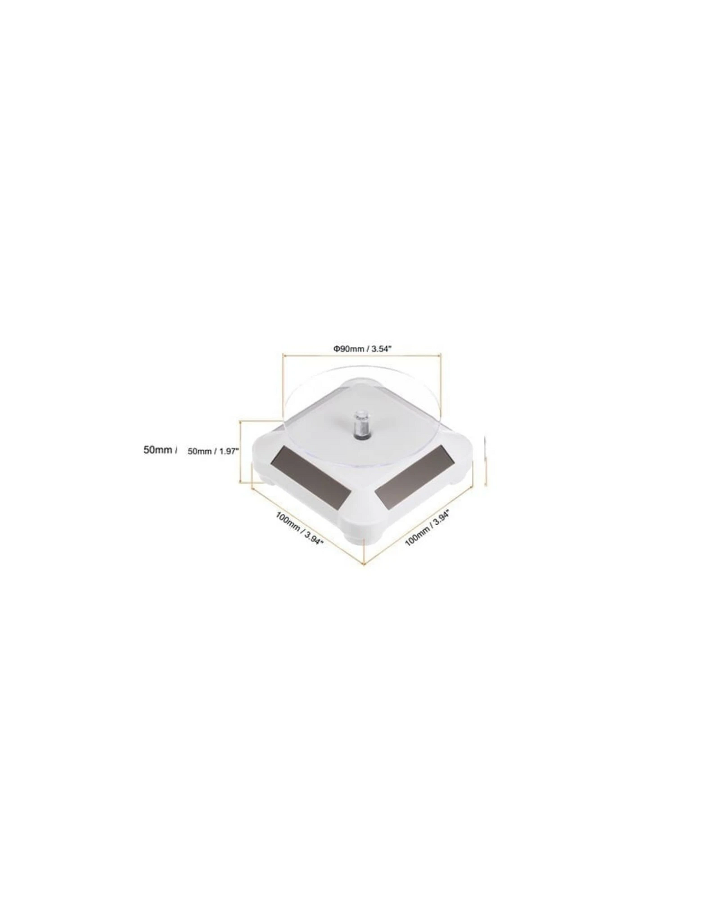 More Than Diecast white solar-powered 3.5" turntable display stand for 1:64 scale models. Features 360 rotation.
