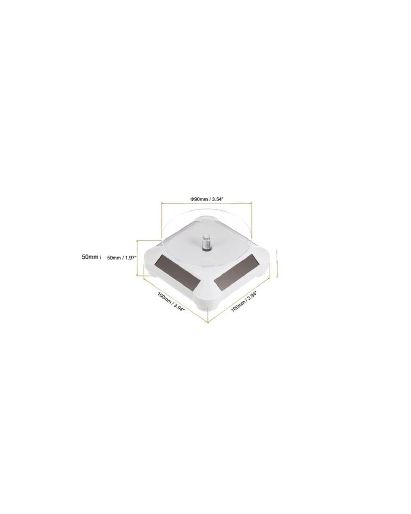 More Than Diecast white solar-powered 3.5" turntable display stand for 1:64 scale models. Features 360 rotation.