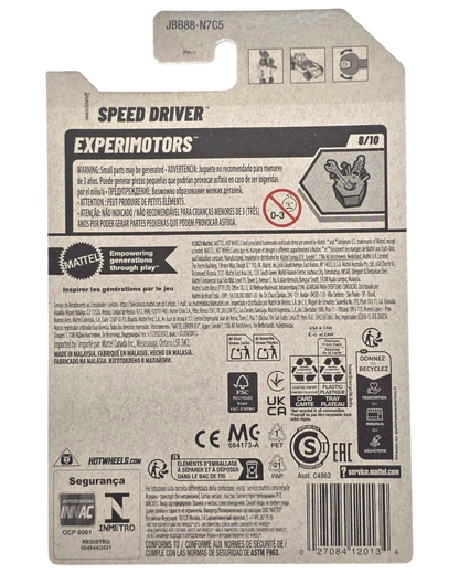 More Than Diecast Hot Wheels Speed Driver Experimotors black die-cast car packaging back view