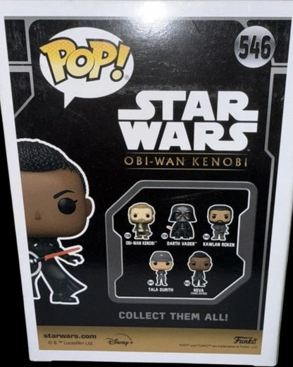 More Than Diecast Star Wars Obi-Wan Kenobi Reva (Third Sister) Funko Pop! #546 vinyl figure. Black outfit, red lightsaber.