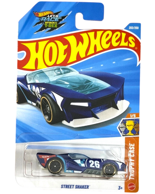 More Than Diecast Hot Wheels Street Shaker 2026 Trophy Case 1/5 blue die-cast toy car in original blister packaging