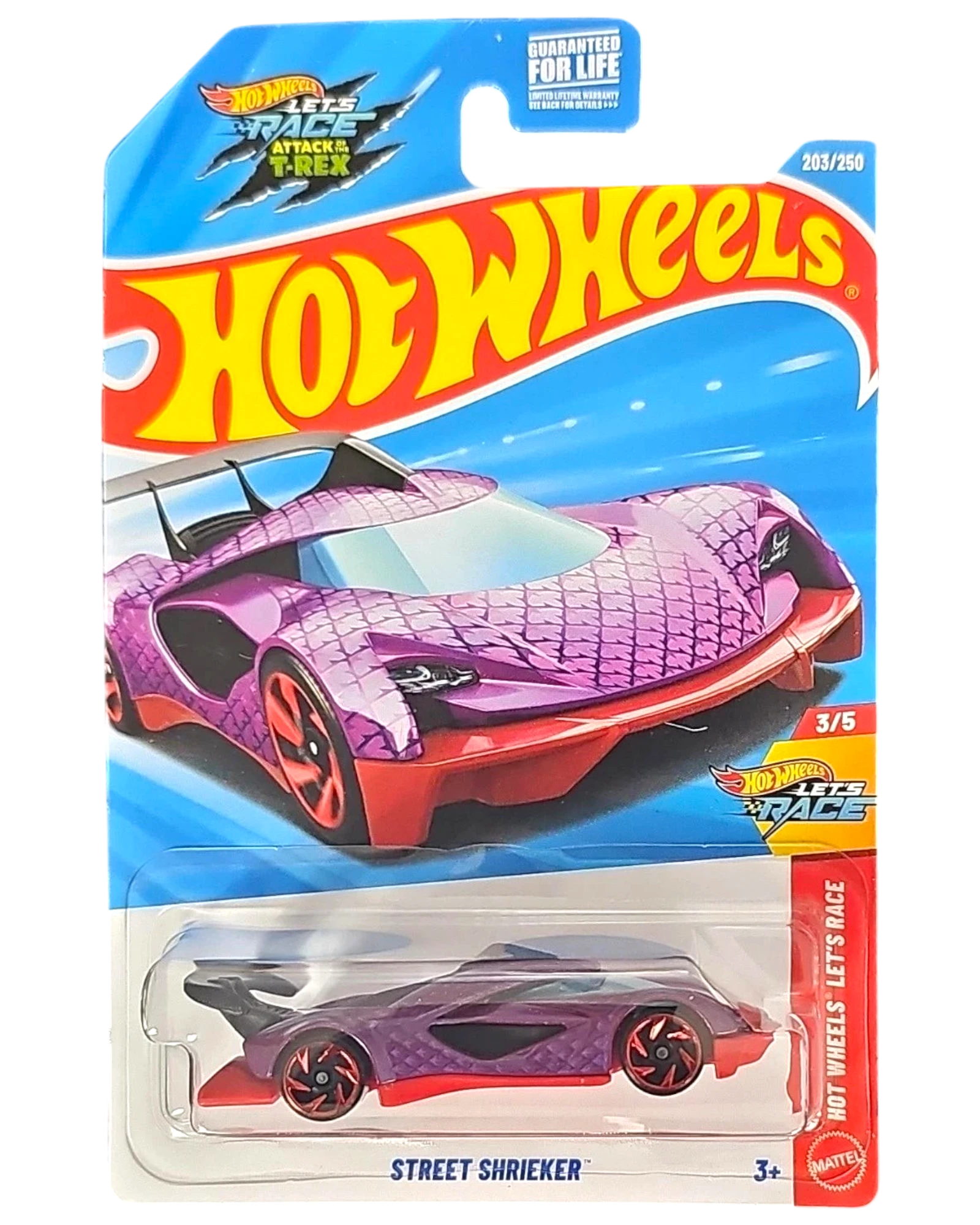 More Than Diecast Hot Wheels Street Shrieker purple toy car with dragon scale pattern in original blister packaging
