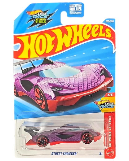 More Than Diecast Hot Wheels Street Shrieker purple toy car with dragon scale pattern in original blister packaging