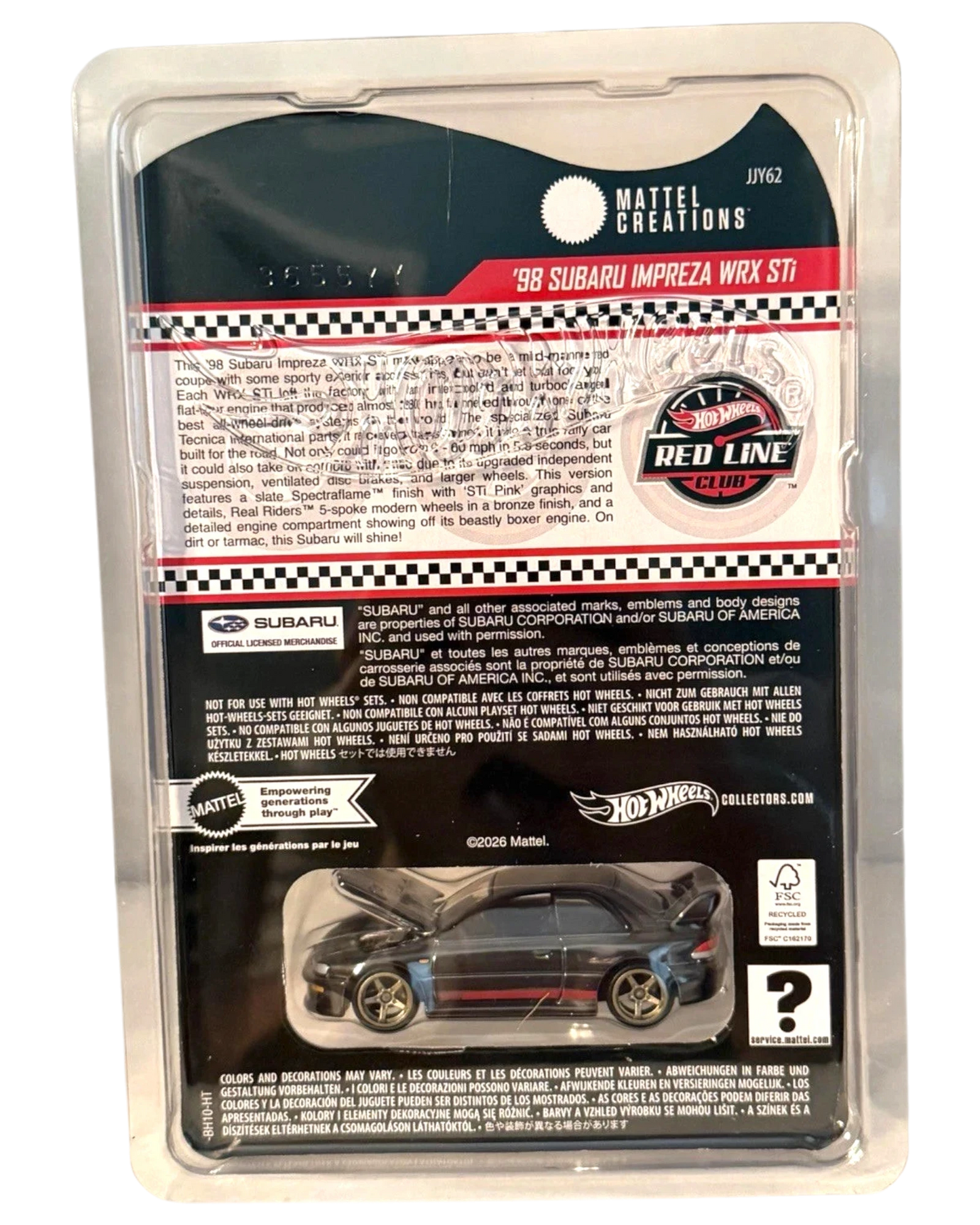 More Than Diecast Hot Wheels RLC Exclusive 1998 Subaru Impreza WRX STI die-cast car in original blister packaging