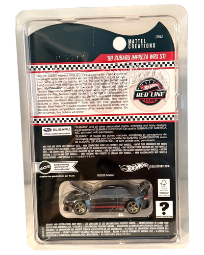 More Than Diecast Hot Wheels RLC Exclusive 1998 Subaru Impreza WRX STI die-cast car in original blister packaging