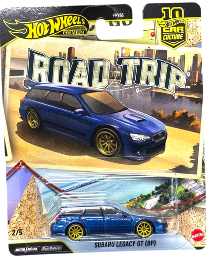 More Than Diecast Hot Wheels Car Culture Road Trip blue Subaru Legacy GT BP 1:64 scale die-cast car in packaging