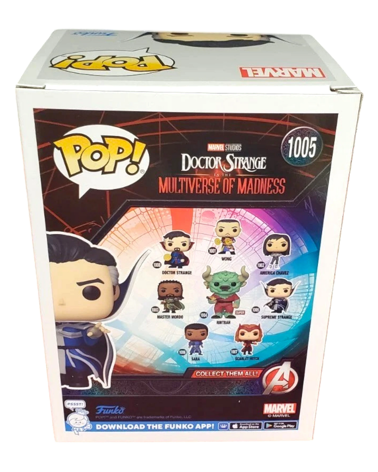More Than Diecast Marvel Studios Doctor Strange in the Multiverse of Madness Supreme Strange #1005 Funko Pop! vinyl figure box.