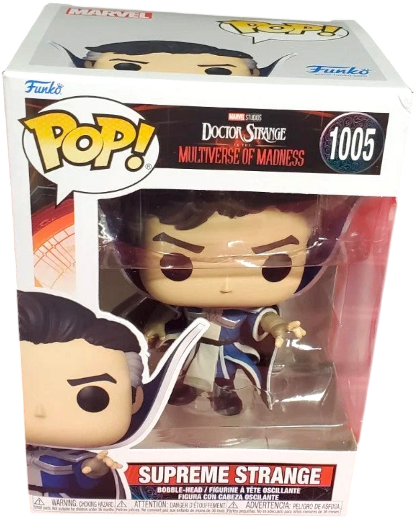 More Than Diecast Marvel Studios Doctor Strange in the Multiverse of Madness Supreme Strange Funko Pop! #1005 vinyl figure in box.