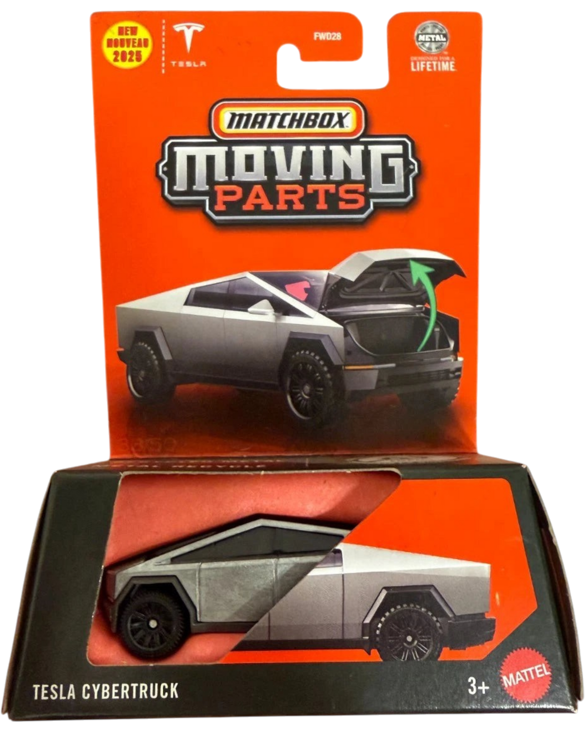 More Than Diecast Matchbox 2025 Tesla Cybertruck 1:64 scale die-cast toy car with functional opening tailgate