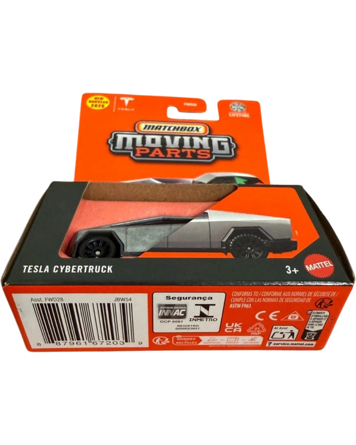 More Than Diecast Matchbox 2025 Tesla Cybertruck 1:64 scale die-cast toy car in original Moving Parts packaging