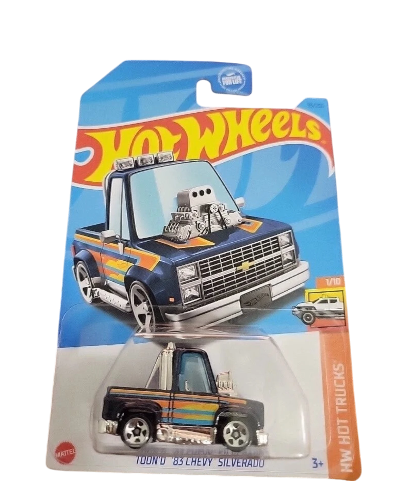 More Than Diecast Hot Wheels Toon'd '83 Chevy Silverado die-cast truck in blue with cartoon-style proportions.