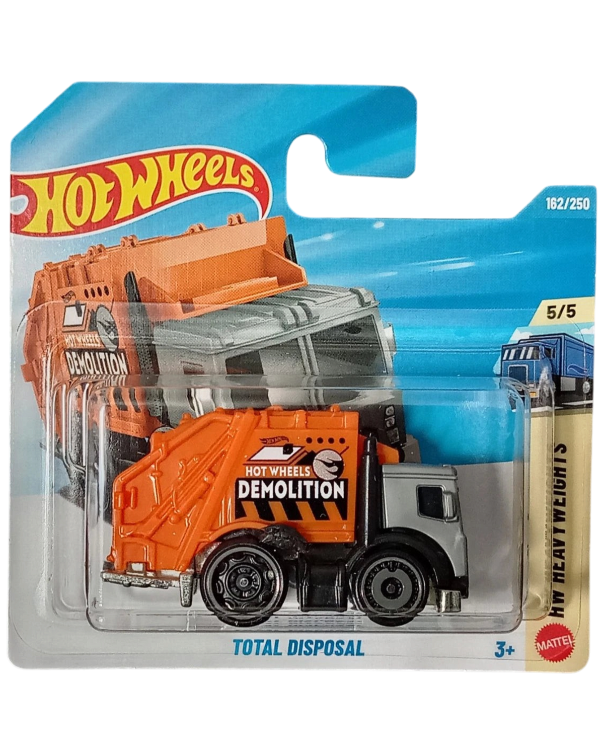 More Than Diecast Hot Wheels Total Disposal Treasure Hunt diecast truck in orange and grey short card packaging