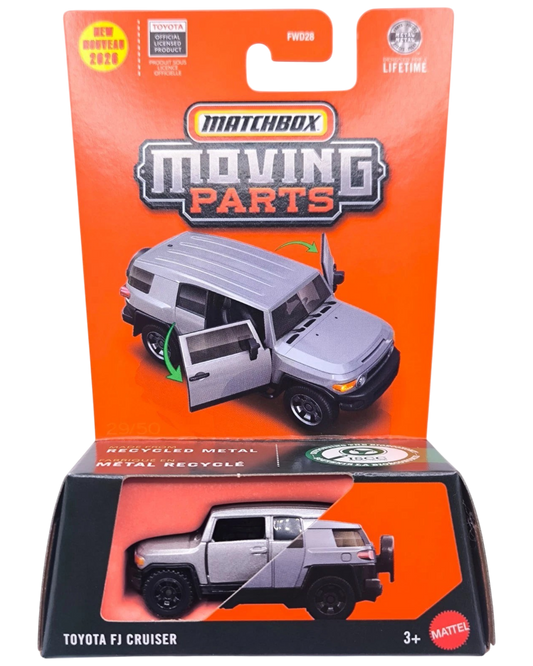 More Than Diecast Matchbox Toyota FJ Cruiser silver and black die-cast SUV in original blister card packaging