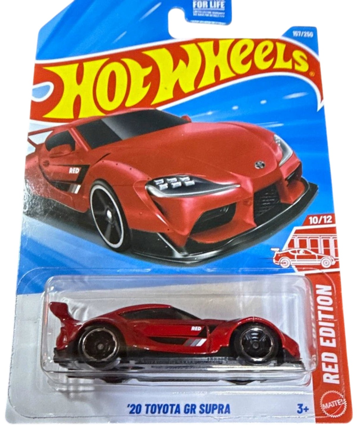 More Than Diecast Hot Wheels Red Edition 2020 Toyota GR Supra 1:64 scale die-cast car in original blister packaging