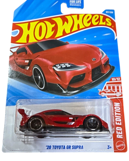 More Than Diecast Hot Wheels Red Edition 2020 Toyota GR Supra 1:64 scale die-cast car in original blister packaging