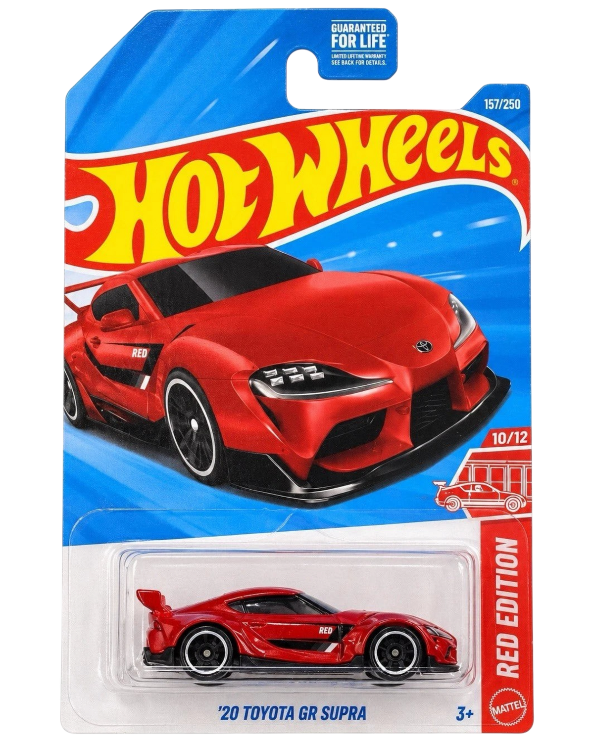 More Than Diecast Hot Wheels Red Edition 2020 Toyota GR Supra 1:64 scale die-cast car in original blister packaging