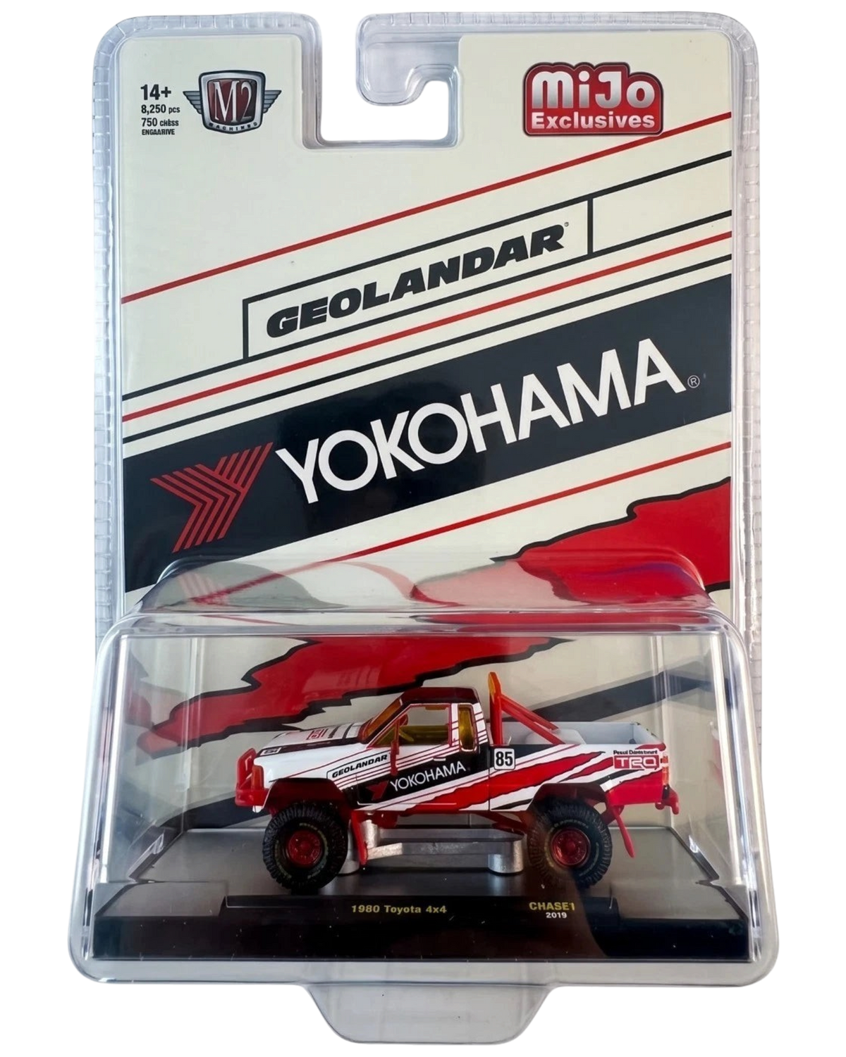 More Than Diecast M2 Machines 1985 Toyota 4x4 pickup chase model in 1:64 scale with Yokohama Geolandar livery