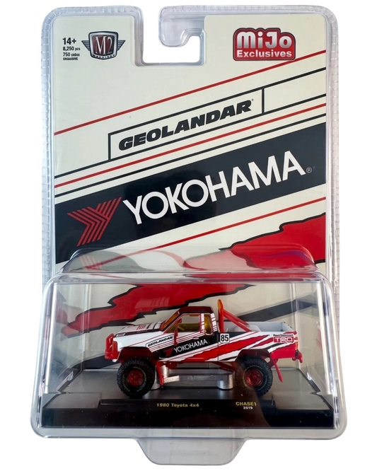 More Than Diecast M2 Machines 1985 Toyota 4x4 pickup chase model in 1:64 scale with Yokohama Geolandar livery