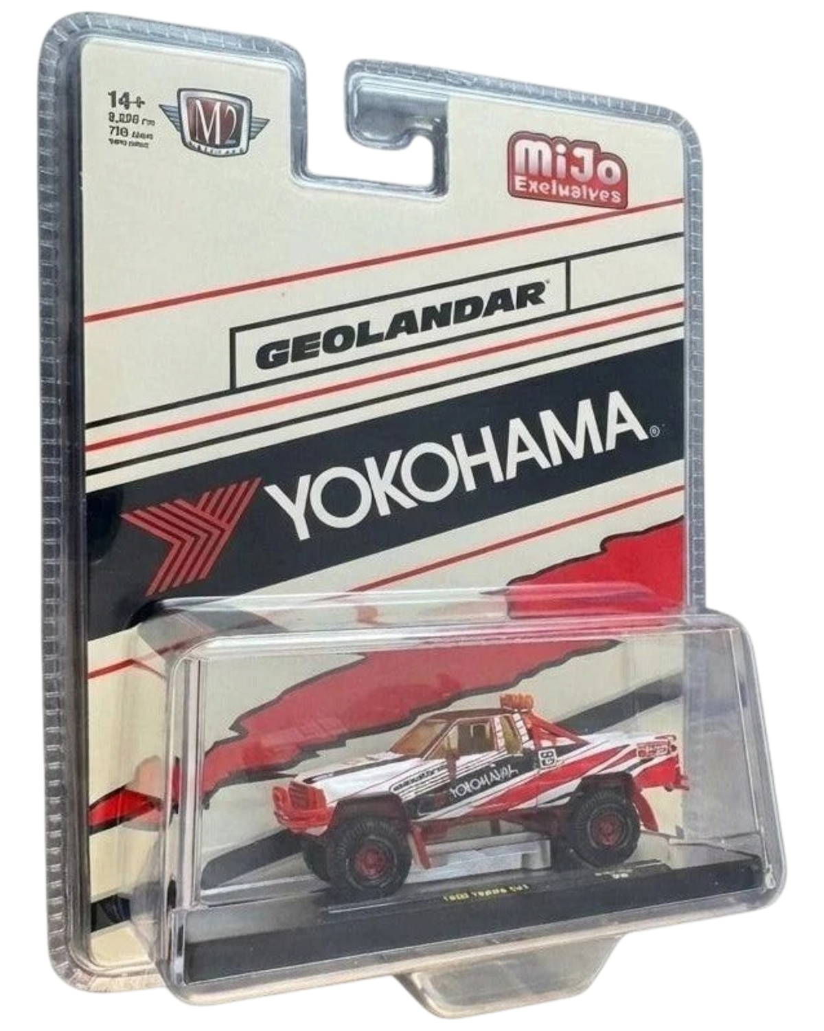 More Than Diecast 1:64 scale M2 Machines 1985 Toyota 4x4 pickup truck with Yokohama Geolandar livery in packaging