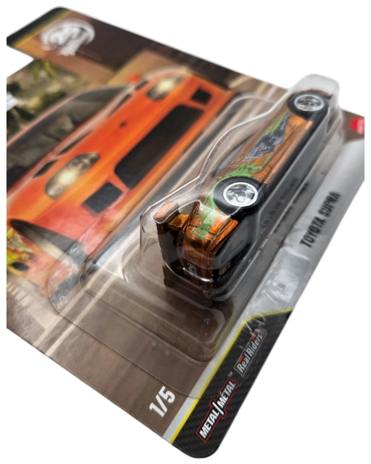 More Than Diecast Hot Wheels Toyota Supra 1:64 chase variant in blister packaging with Fast & Furious 25th anniversary