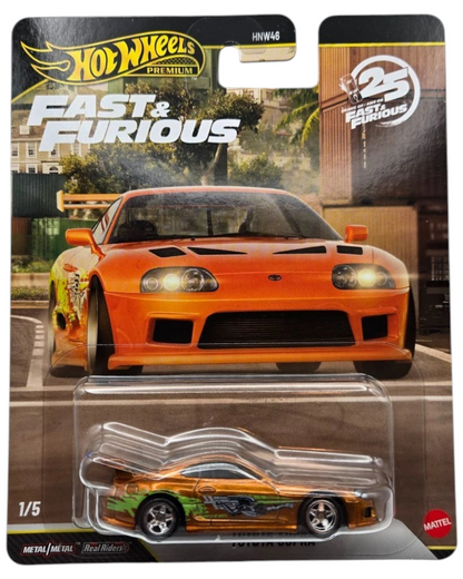 More Than Diecast Hot Wheels Fast & Furious 25th Anniversary Toyota Supra chase die-cast car in orange packaging