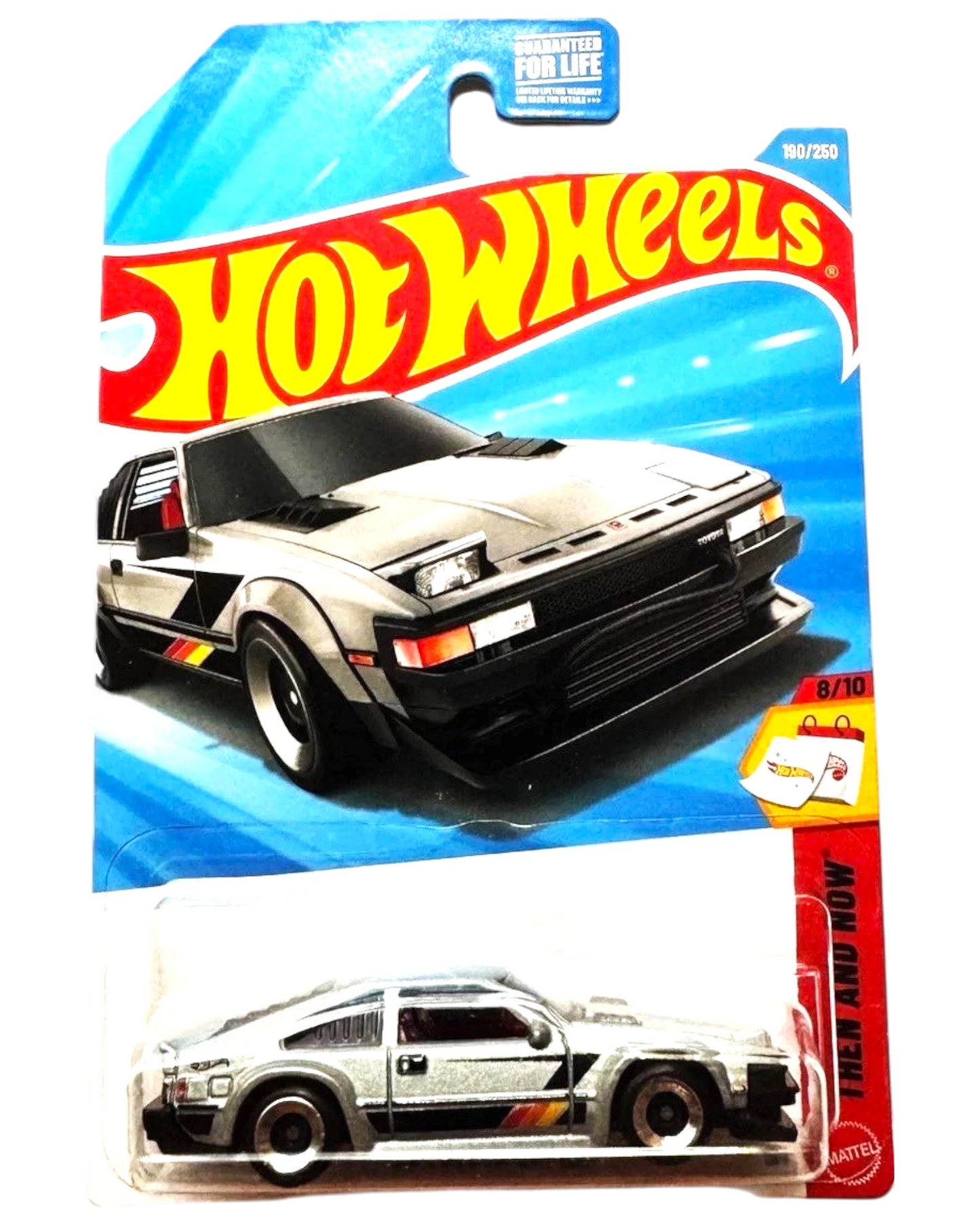 More Than Diecast Hot Wheels 82 Toyota Supra 1:64 scale die-cast car in silver with Then and Now packaging