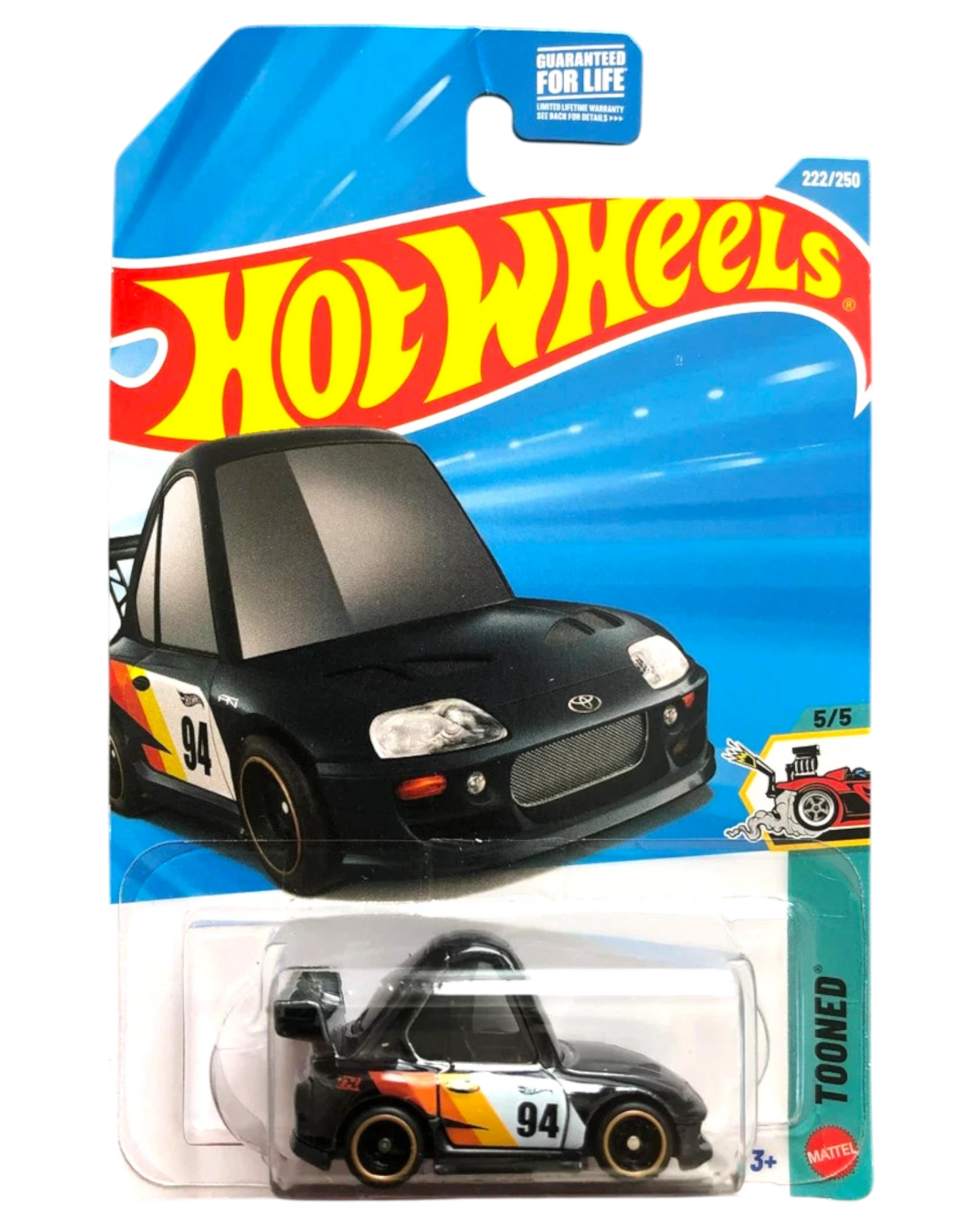 More Than Diecast Hot Wheels 1994 Toyota Supra Tooned Super Treasure Hunt die-cast car in black with racing decals