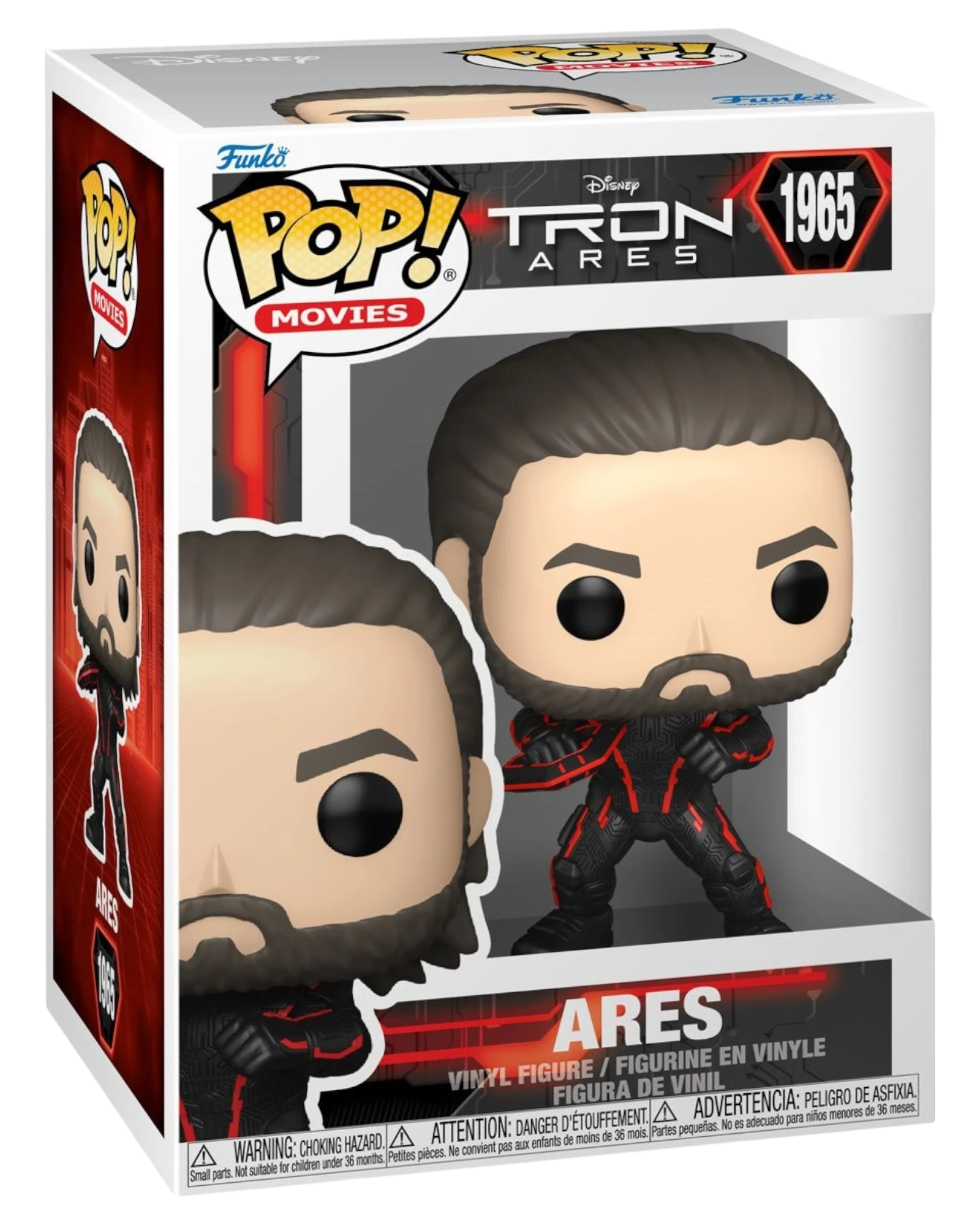 More Than Diecast Tron: Ares Funko Pop! Vinyl Figure #1965, black suit with red accents, 3.75 inches tall.