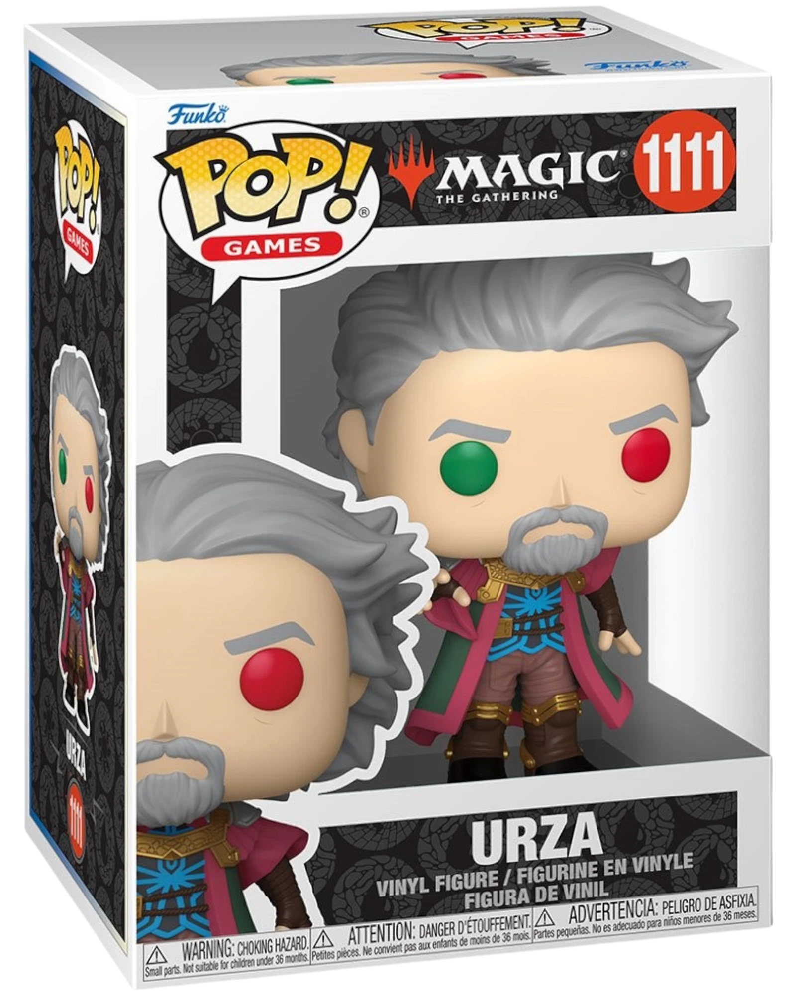 More Than Diecast Magic: The Gathering Urza Funko Pop! Vinyl Figure #1111, 4-inch collectible with grey hair, beard, and red and green eyes.
