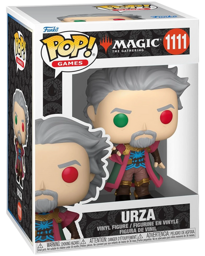 More Than Diecast Magic: The Gathering Urza Funko Pop! Vinyl Figure #1111, 4-inch collectible with grey hair, beard, and red and green eyes.