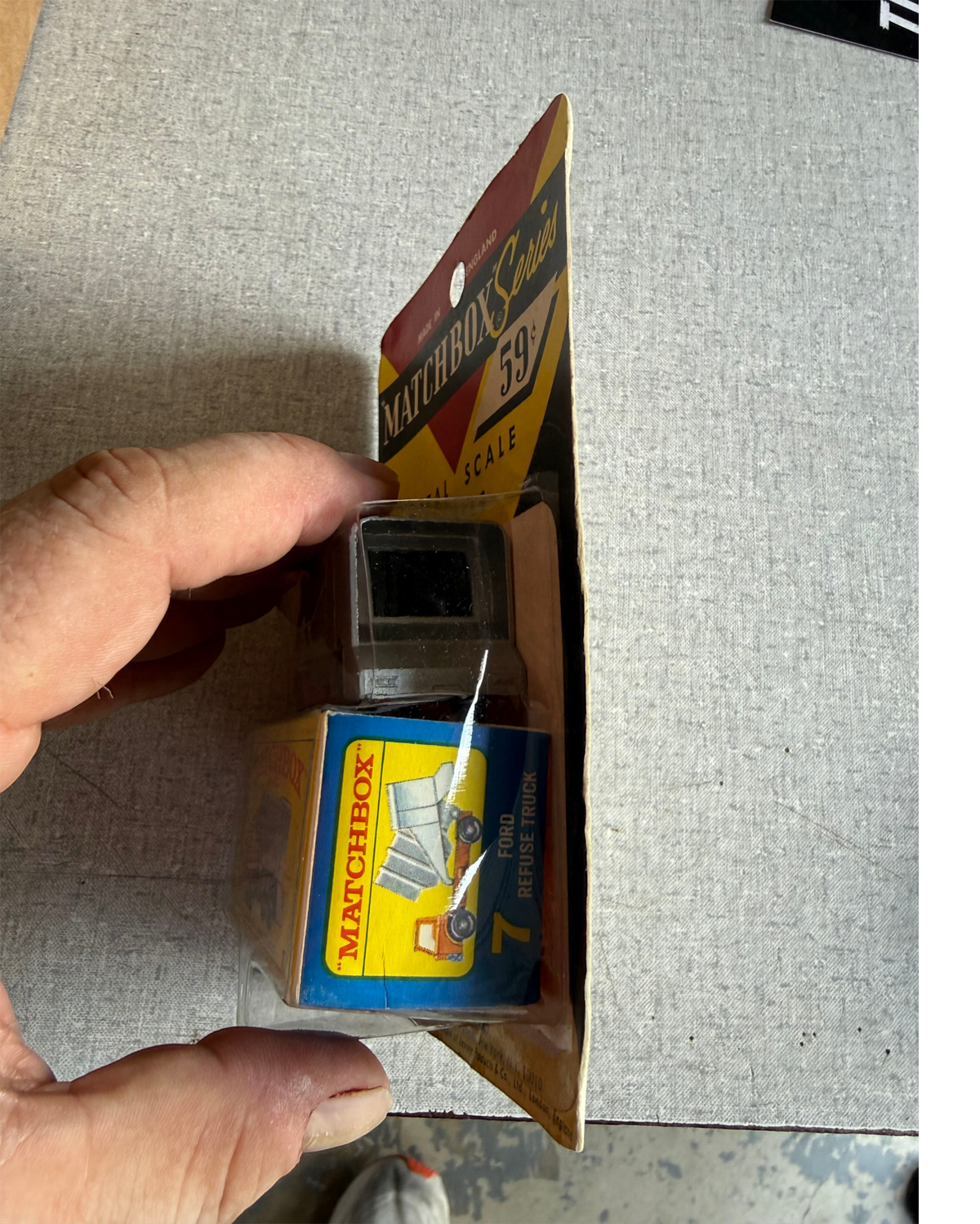 More Than Diecast vintage 1968 Matchbox No. 7 Ford Refuse Garbage Truck in original blister pack packaging