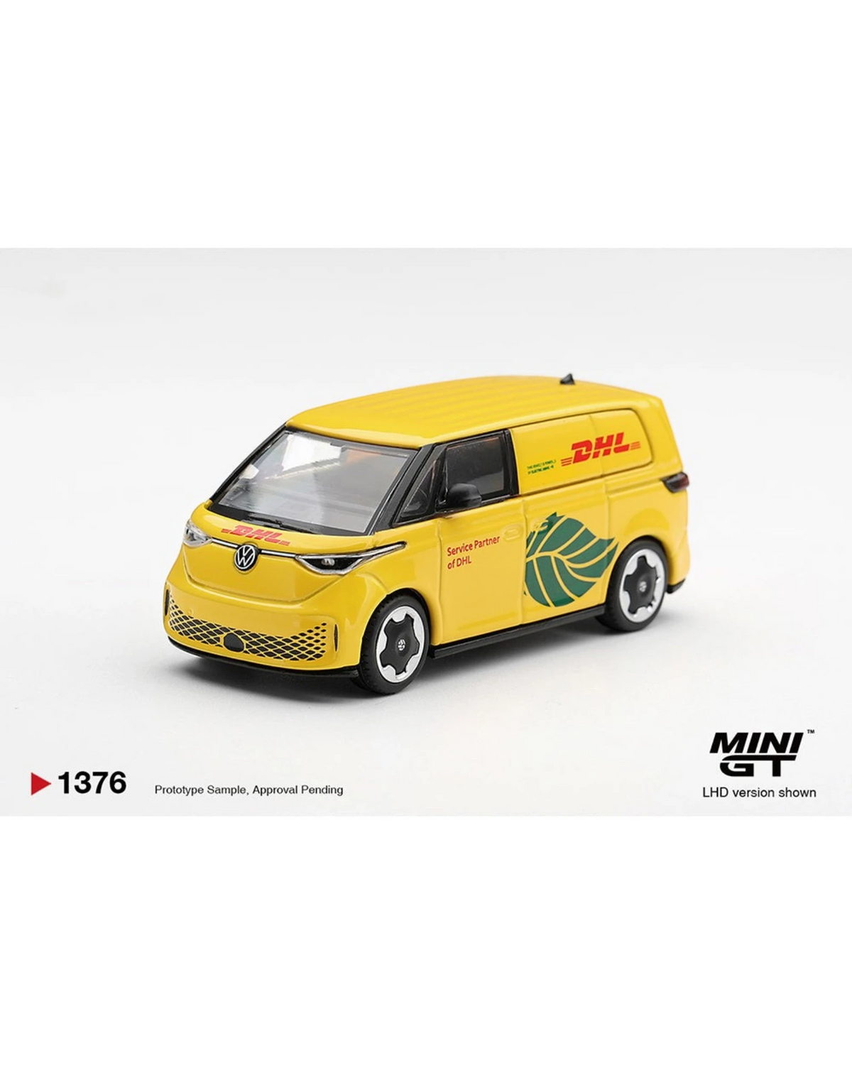More Than Diecast 1:64 scale Mini GT Volkswagen ID.Buzz electric van in yellow and red DHL delivery livery