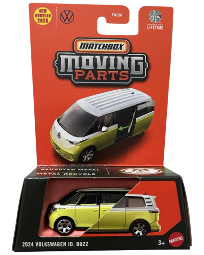 More Than Diecast Matchbox 2024 Volkswagen ID. Buzz die-cast van in yellow and white with opening sliding door