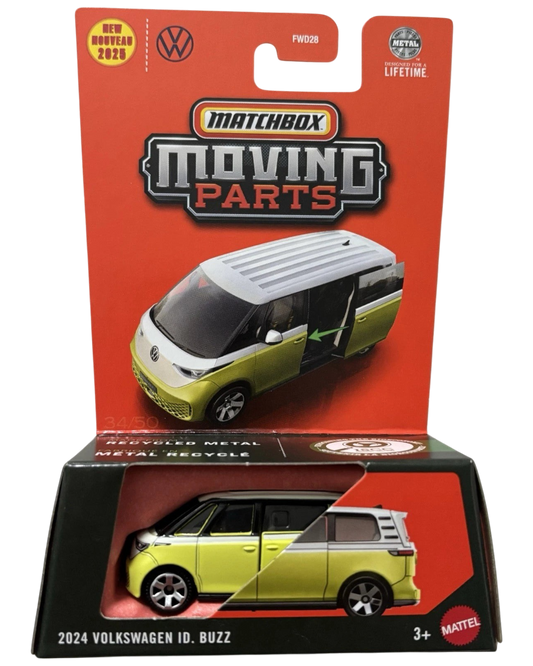 More Than Diecast Matchbox 2024 Volkswagen ID. Buzz die-cast van in yellow and white with opening sliding door