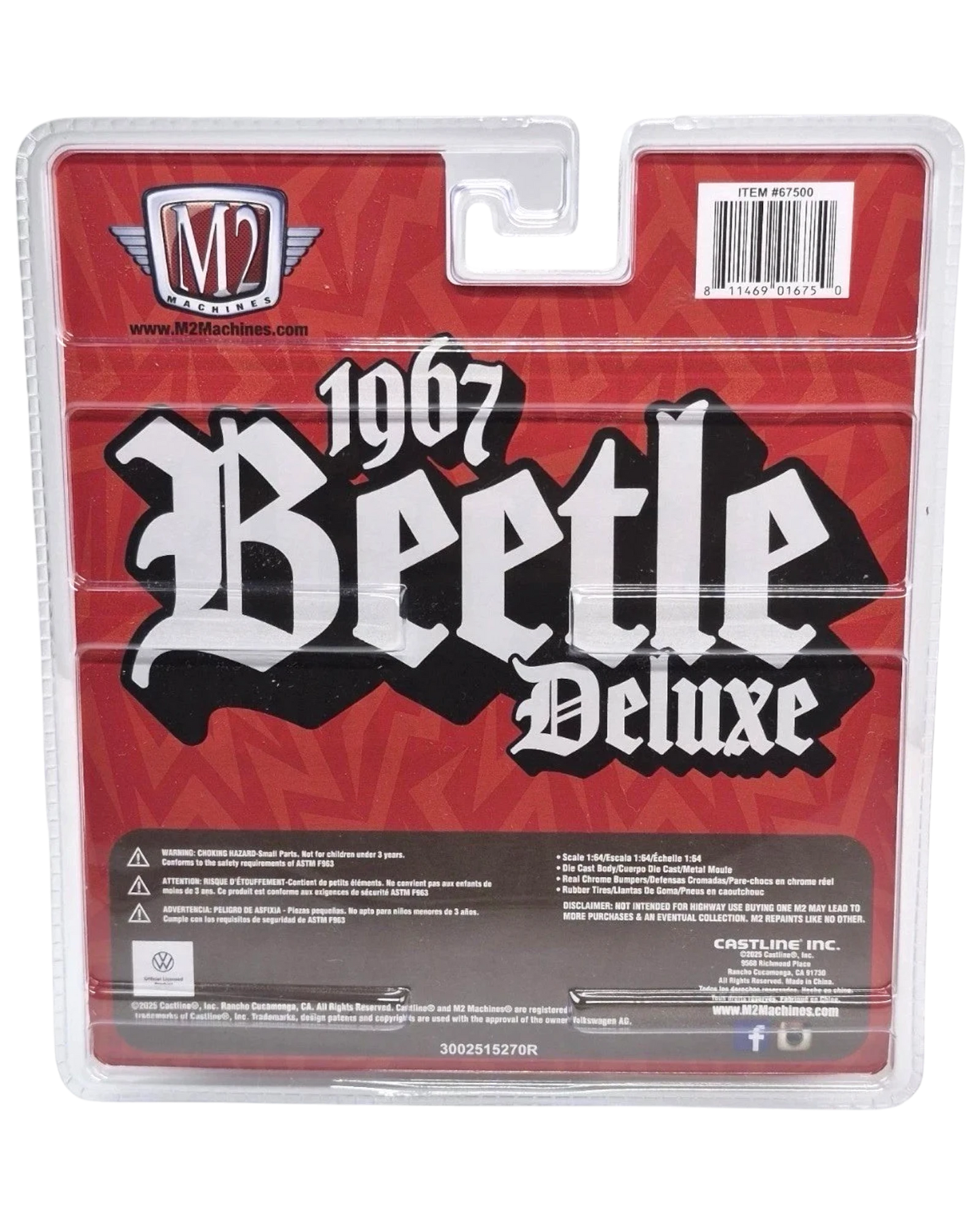 More Than Diecast M2 Machines 1967 VW Beetle Deluxe 1:64 scale model car packaging back view