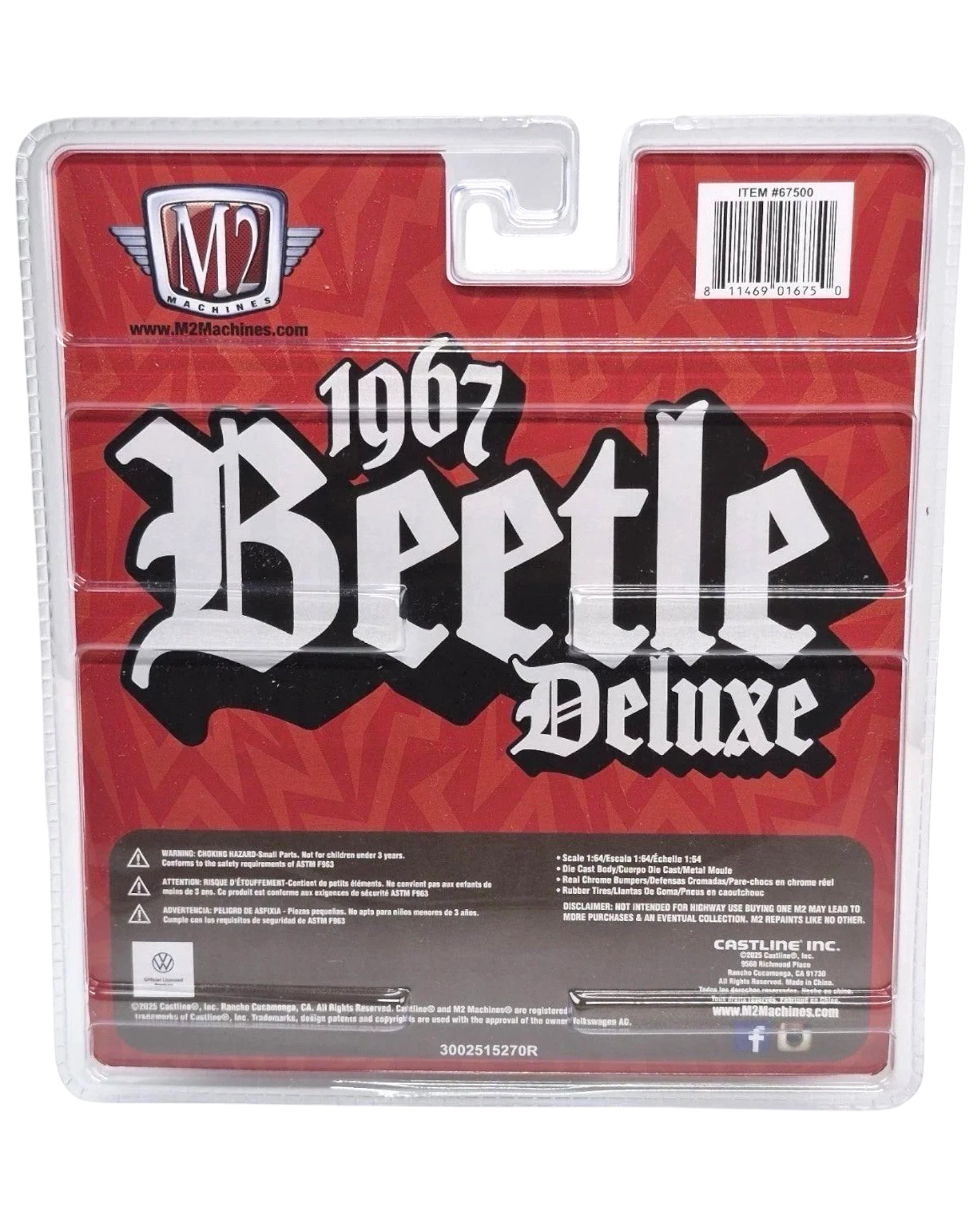 More Than Diecast M2 Machines 1967 VW Beetle Deluxe 1:64 scale model car packaging back view