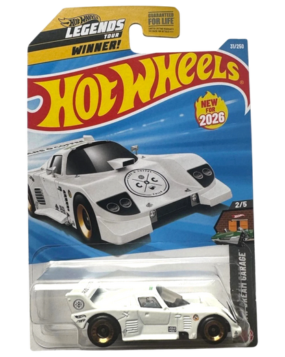 More Than Diecast white La Liebre Hot Wheels toy car with gold rims, "Café & Coffee Chile" logo.