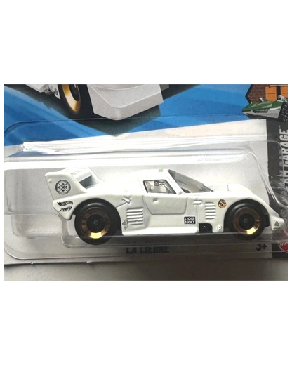 More Than Diecast white La Liebre Hot Wheels toy car with gold rims and "LIQUI MOLY" branding.