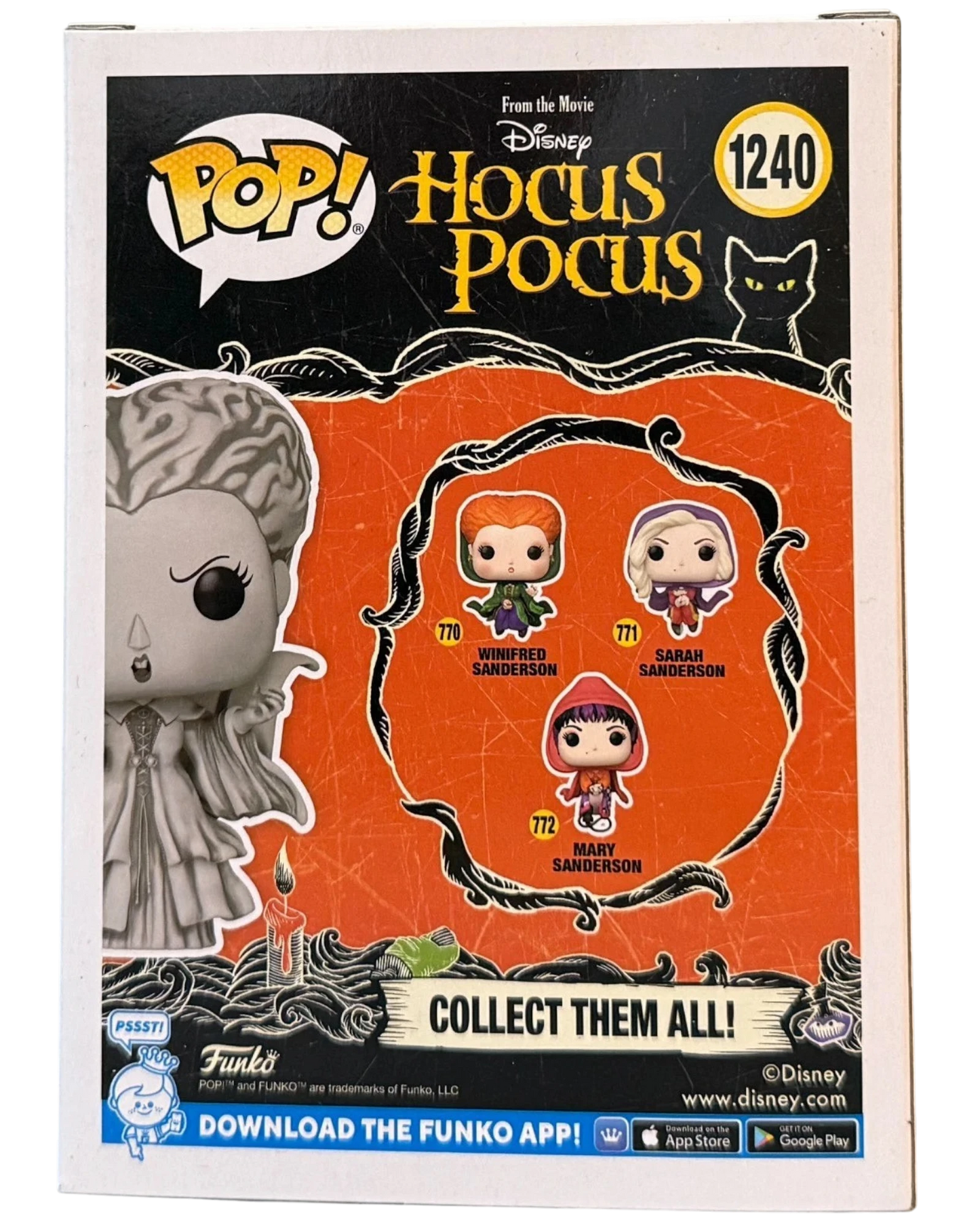 More Than Diecast Funko Pop! Disney Winifred Sanderson #1240 from Hocus Pocus. Features a grey figure with intricate dress details.
